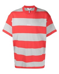 T-shirt à col rond à rayures horizontales rouge MSGM