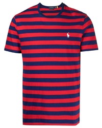 T-shirt à col rond à rayures horizontales rouge Polo Ralph Lauren