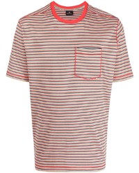 T-shirt à col rond à rayures horizontales rouge PS Paul Smith