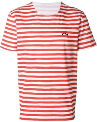 T-shirt à col rond à rayures horizontales rouge Societe Anonyme