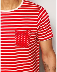 T-shirt à col rond à rayures horizontales rouge Brave Soul