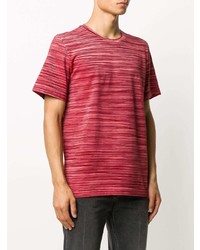 T-shirt à col rond à rayures horizontales rouge Missoni