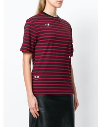 T-shirt à col rond à rayures horizontales rouge McQ Alexander McQueen