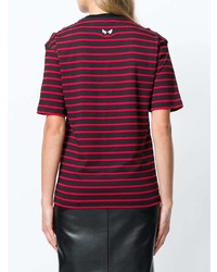 T-shirt à col rond à rayures horizontales rouge McQ Alexander McQueen
