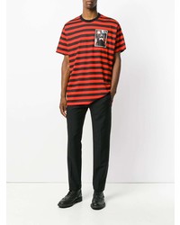 T-shirt à col rond à rayures horizontales rouge Givenchy