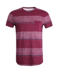 T-shirt à col rond à rayures horizontales rouge Tom Tailor