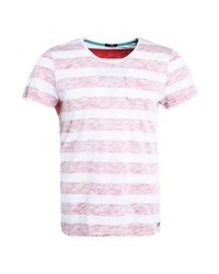 T-shirt à col rond à rayures horizontales rouge Tom Tailor