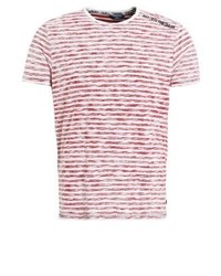 T-shirt à col rond à rayures horizontales rouge Tom Tailor