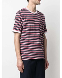 T-shirt à col rond à rayures horizontales rouge Thom Browne