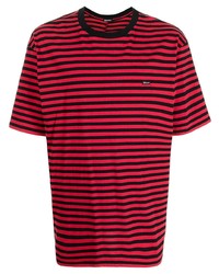 T-shirt à col rond à rayures horizontales rouge Undercoverism