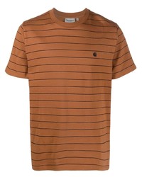 T-shirt à col rond à rayures horizontales tabac Carhartt WIP