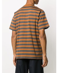 T-shirt à col rond à rayures horizontales tabac Sunnei