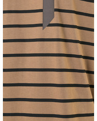 T-shirt à col rond à rayures horizontales tabac Neil Barrett