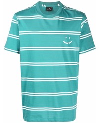 T-shirt à col rond à rayures horizontales turquoise PS Paul Smith