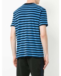 T-shirt à col rond à rayures horizontales turquoise CK Calvin Klein