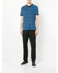 T-shirt à col rond à rayures horizontales turquoise CK Calvin Klein