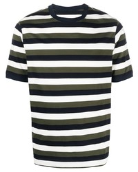 T-shirt à col rond à rayures horizontales vert foncé Circolo 1901
