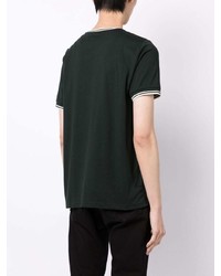 T-shirt à col rond à rayures horizontales vert foncé Fred Perry