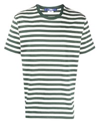 T-shirt à col rond à rayures horizontales vert foncé Junya Watanabe