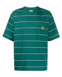 T-shirt à col rond à rayures horizontales vert foncé Kenzo