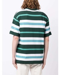 T-shirt à col rond à rayures horizontales vert foncé Chocoolate
