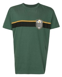T-shirt à col rond à rayures horizontales vert foncé OSKLEN