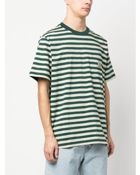 T-shirt à col rond à rayures horizontales vert foncé Carhartt WIP
