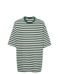T-shirt à col rond à rayures horizontales vert foncé Undercover