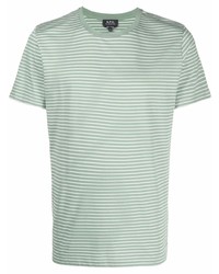T-shirt à col rond à rayures horizontales vert menthe A.P.C.