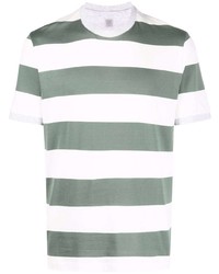 T-shirt à col rond à rayures horizontales vert menthe Eleventy