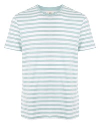T-shirt à col rond à rayures horizontales vert menthe Kent & Curwen