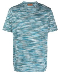 T-shirt à col rond à rayures horizontales vert menthe Missoni