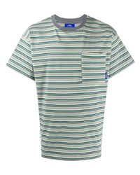 T-shirt à col rond à rayures horizontales vert menthe PACCBET