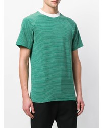 T-shirt à col rond à rayures horizontales vert menthe Maison Margiela