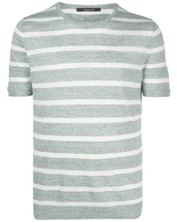 T-shirt à col rond à rayures horizontales vert menthe Tagliatore