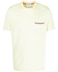 T-shirt à col rond à rayures horizontales vert menthe Thom Browne