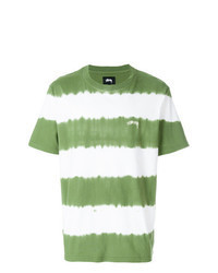 T-shirt à col rond à rayures horizontales vert