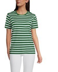 T-shirt à col rond à rayures horizontales vert