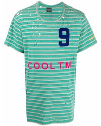 T-shirt à col rond à rayures horizontales vert COOL T.M