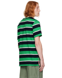T-shirt à col rond à rayures horizontales vert Thom Browne