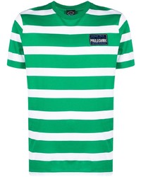 T-shirt à col rond à rayures horizontales vert Paul & Shark