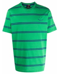 T-shirt à col rond à rayures horizontales vert PS Paul Smith