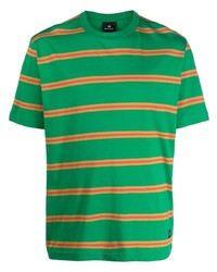 T-shirt à col rond à rayures horizontales vert PS Paul Smith