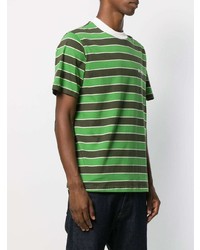 T-shirt à col rond à rayures horizontales vert Sunnei
