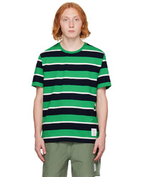 T-shirt à col rond à rayures horizontales vert Thom Browne