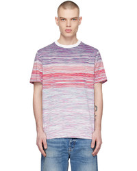 T-shirt à col rond à rayures horizontales violet clair Missoni