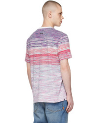 T-shirt à col rond à rayures horizontales violet clair Missoni