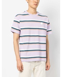T-shirt à col rond à rayures horizontales violet clair Chocoolate