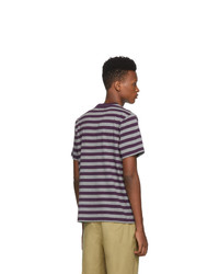 T-shirt à col rond à rayures horizontales violet Noah NYC