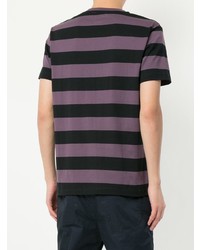 T-shirt à col rond à rayures horizontales violet Kent & Curwen